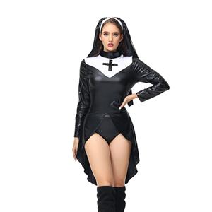 Nun Role Play Costume, Adult Halloween Costume, Horror Nun Cosplay Set, Naughty Nun Halloween Costume, Sexy Nun Costume, Women Nun Cosplay Costume, Nun Masquerade Costume, #N23240