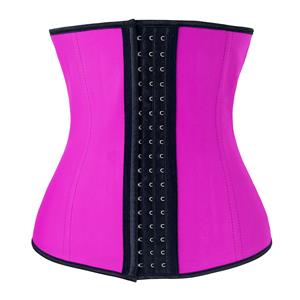 Latex Underbust Corset, Elastic Body Shaper Bustier, High Quality Hot-Pink Steel Bone Underbust Corset, Plus Size Corset, #N10241