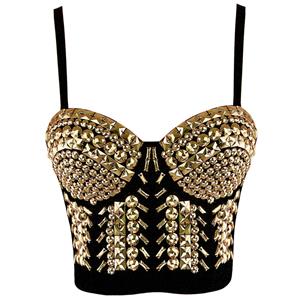 Bustiers, Clubwear Tops, Bustier Bra, Plus Size Lingerie, Sliver Rivets Bustier,  #N14410