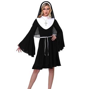 Nun Role Play Costume, Adult  Halloween Costume, Short Nun Halloween Costume, Halloween Nun Costume, Wonmen