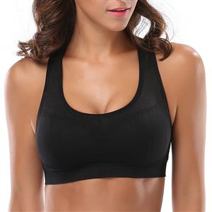 Black Sports Bras, Fitness and Yoga Bra Tops, Cheap Sports Bras, Gymnastics Bra Tops, High Impact Workout Racerback, Activewear Bras, #N14713