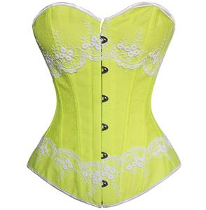 Yellow and White Brocade Corset, Jacquard Fabric Corset, Yellow Embroidered Corset, #N7842