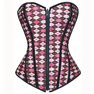 Plaid Print Reversible Corset, Plaid Print Corset, Reversible Plaid Print Corset, #N5382