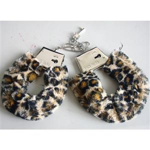 Leopard Fur cuffs, cuffs, Metal Hand Cuffs, #MS2923