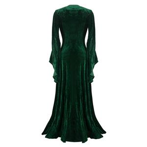 velvet teal medieval sleeves dress N5759