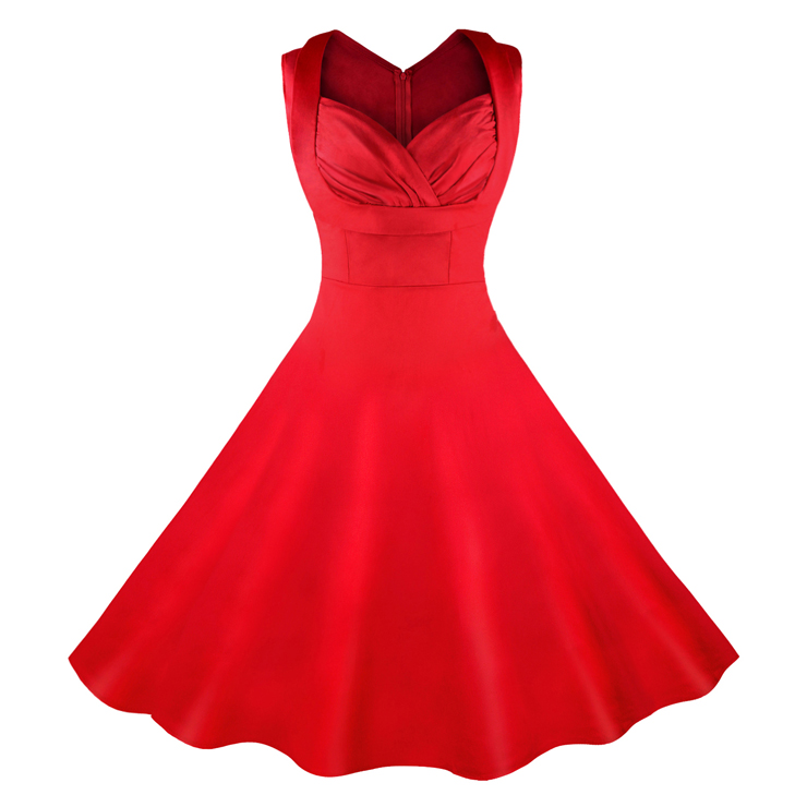 Women's 1950's Vintage Wine-Red Cut Out V-Neck Cocktail Dress N11093