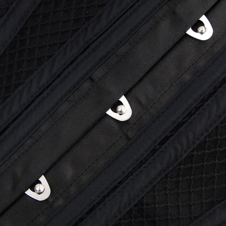 Hot Sexy Black Bustier Corset, 26 Steels Boned Underbust Corset, Cheap Black Elastic Net Bustier, Waist Cincher Corset, #N10589