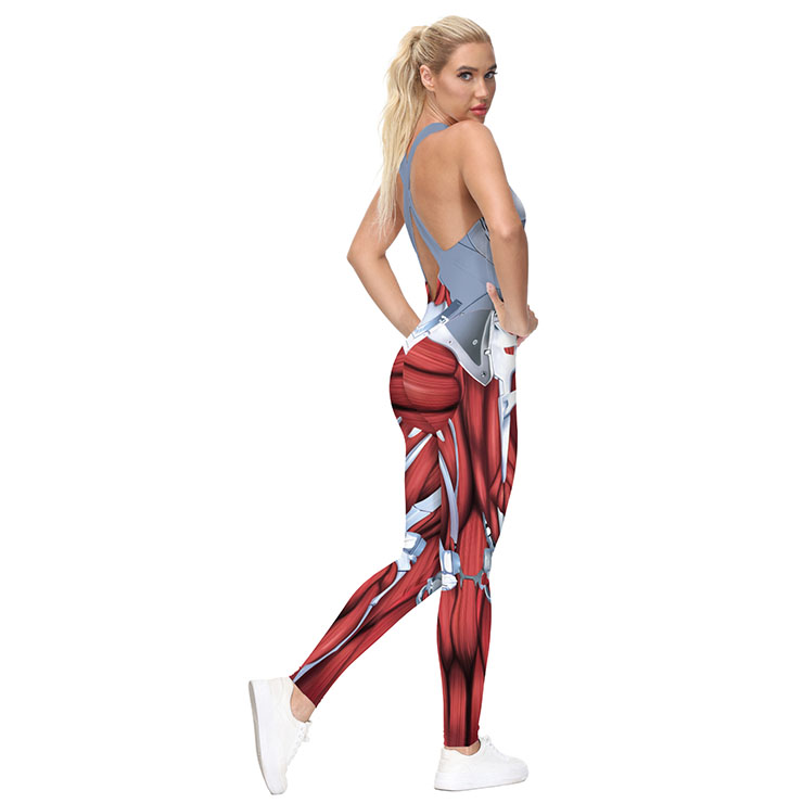 Evangelion 3D Printed Jumpsuit, Halloween Backless Sleeveless Slim Fit Bodysuit, Halloween Bodycon Jumpsuit, Evangelion Vest Jumpsuit, Halloween Vest Jumpsuit for Women, #N21242