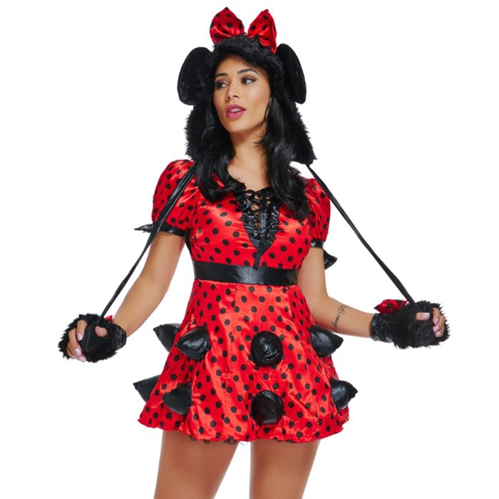 Sexy Miss Mouse Costumes, Lovely Mouse Costume, Sexy  Mini Dress Costume, Polka Dots Mini Dress, Adult Cosplay Costume, #N18473