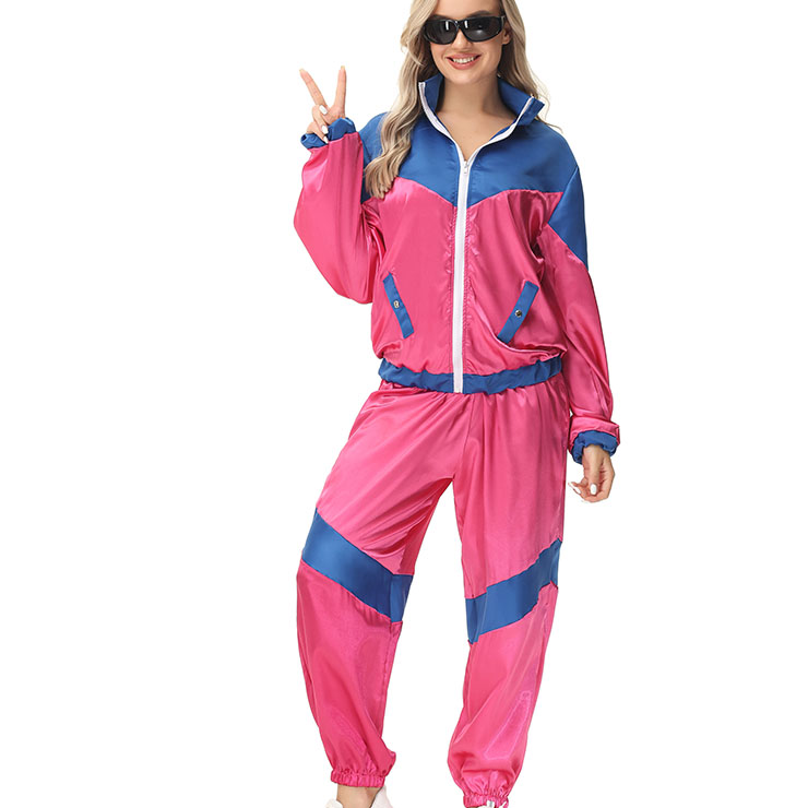 Girl Vintage Tracksuit Top and Trousers Colorful Disco Rock Dancing Adult Cosplay Costume N23359