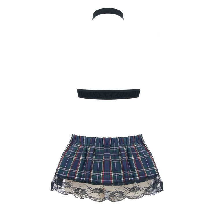 Sexy Adult School Girl Costume, Sexy Plaid Skirt Suit Plus Size, Fashion Student Cosplay Costume, Sexy Plaid Skirt Lingerie Set Costume, Sexy School Uniform Cosplay for Women, Crop Top and Skirt Set, #N16475