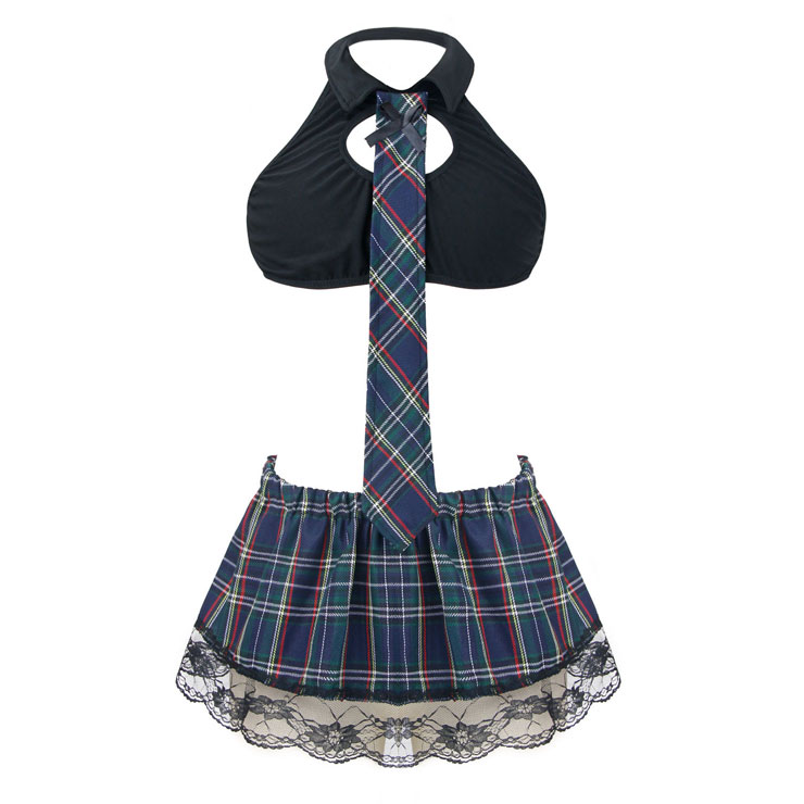 Sexy Adult School Girl Costume, Sexy Plaid Skirt Suit Plus Size, Fashion Student Cosplay Costume, Sexy Plaid Skirt Lingerie Set Costume, Sexy School Uniform Cosplay for Women, Crop Top and Skirt Set, #N16475