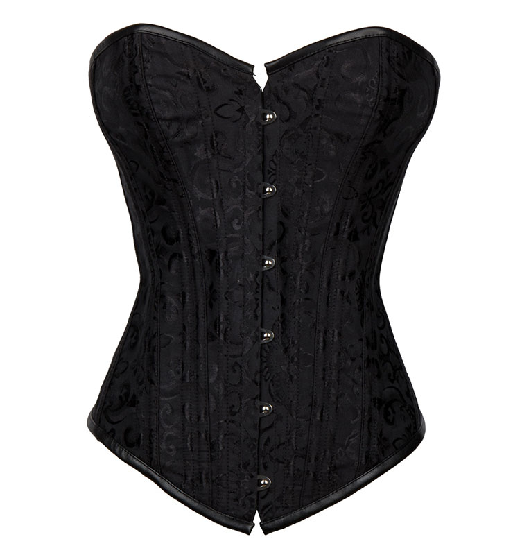 Fashion Steel Boned Black Overbust Corset N11290