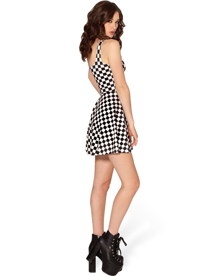 Black & White Plaid Reversible Skater Dress N8760
