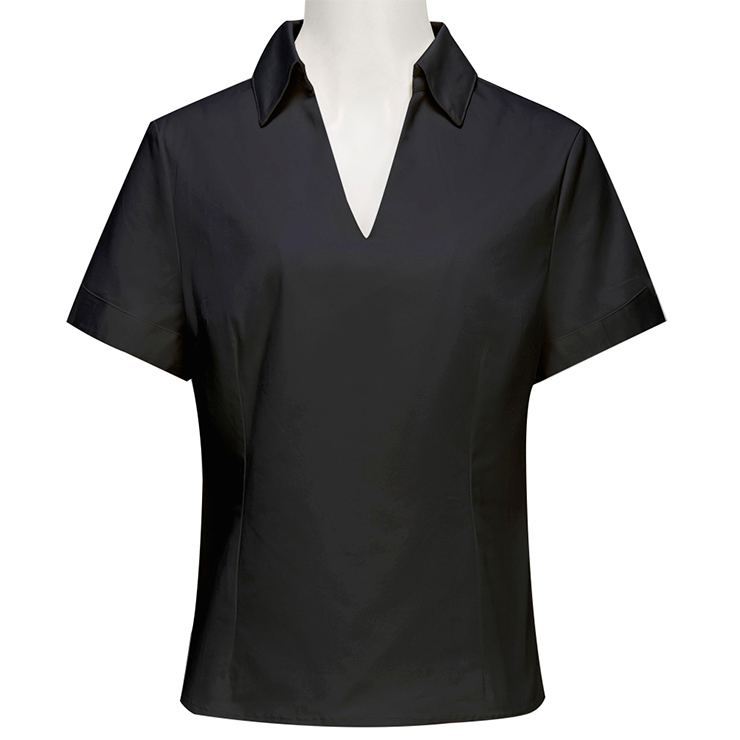 Black Cotton V-Neck Women's Blouse N18189