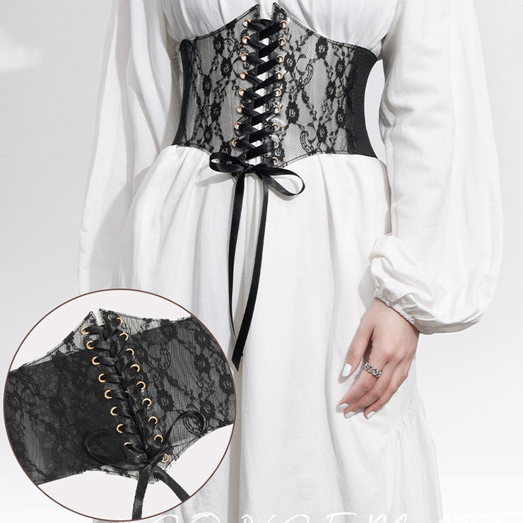 Fashion PU Lace Front Lace-up Elastic Wide Girdle  Belt N22311