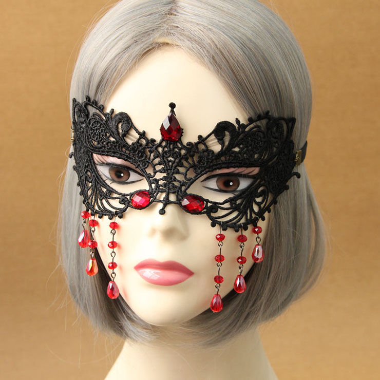 Halloween Masks, Costume Ball Masks, Black Lace Mask, Masquerade Party Mask, #MS12979