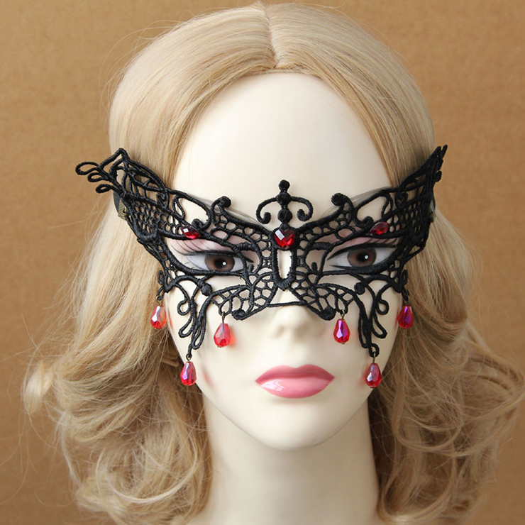 Halloween Masks, Costume Ball Masks, Black Lace Mask, Masquerade Party Mask, #MS12986