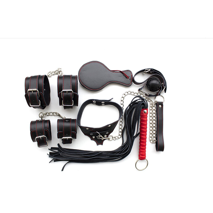 Seductive Playtime Black Leather BDSM Adult Sex Toys Set Props MS11577
