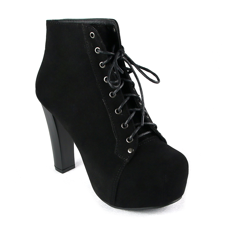 Black Suede High-Heeled Boots SWB80016