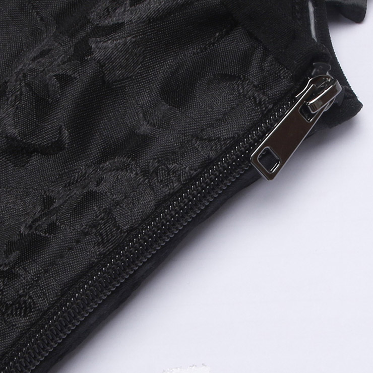 vintage corset, black bustier, ruffled sleeves, square neck corset, adjustable lace-up, retro shapewear, lace bustier, vintage lingerie, waist training corset, romantic corset top, black lace bodysuit, Victorian style corset, sheer corset, evening wear corset, gothic lingerie #N237863