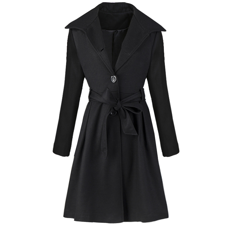 Women's Elegant Woolen Long Trench Coat N12178