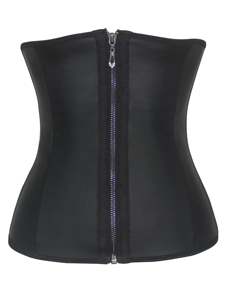 Sexy Latex Underbust Corset, Cheap Waist Cincher Corset, Black Steel Boned Corset, Hook and Eye Closure and Zipper Corset, Plus Size Corset, #N10798