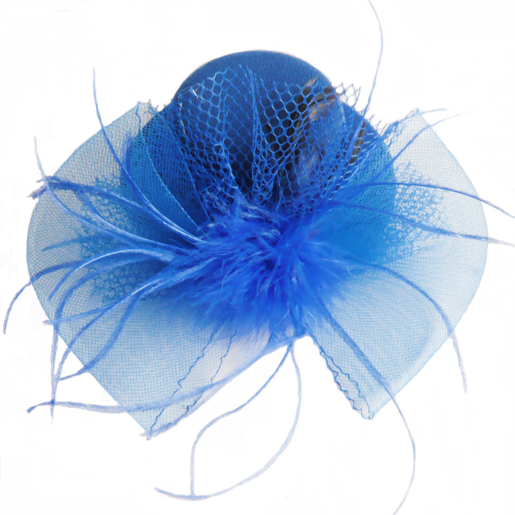 Fancy Ball Hat, Party Accessory, Elagant Headwear, Blue mini top hat, Feather Top Cap, Fancy Dress headwear, #J7313