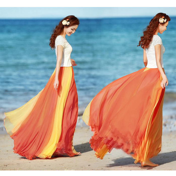 Bohemian Floor-Length Maxi Swing Skirt N9066