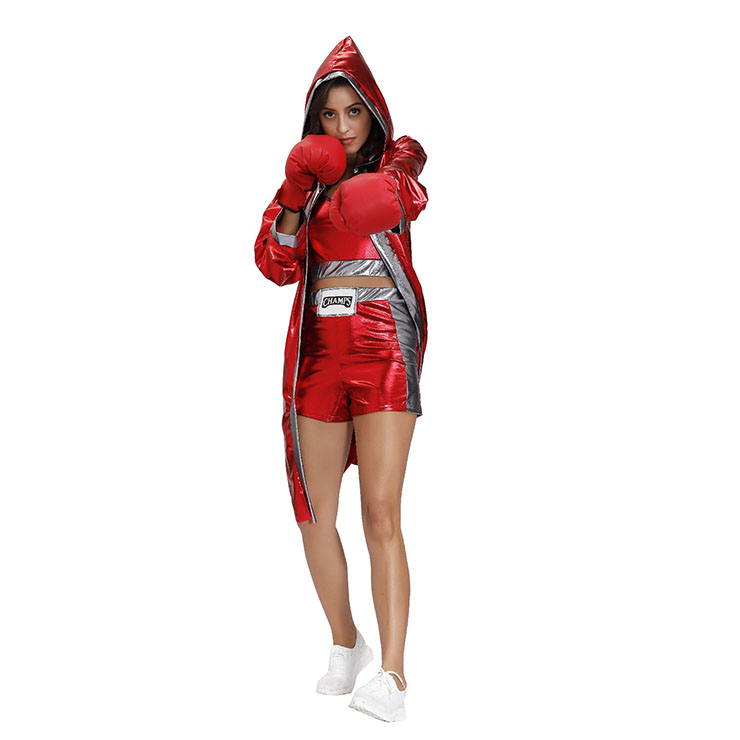 3Pcs Red World Champion Boxing Adult Cosplay Costume
