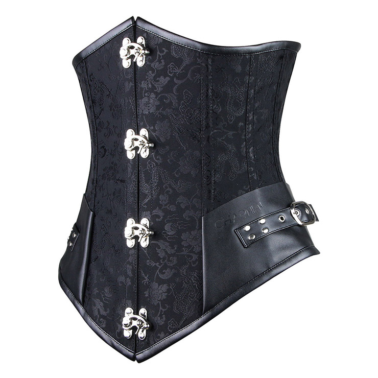 Steampunk Underbust, A gothic underbust corset, Brocade Long Line Steampunk Underbust, #N4916