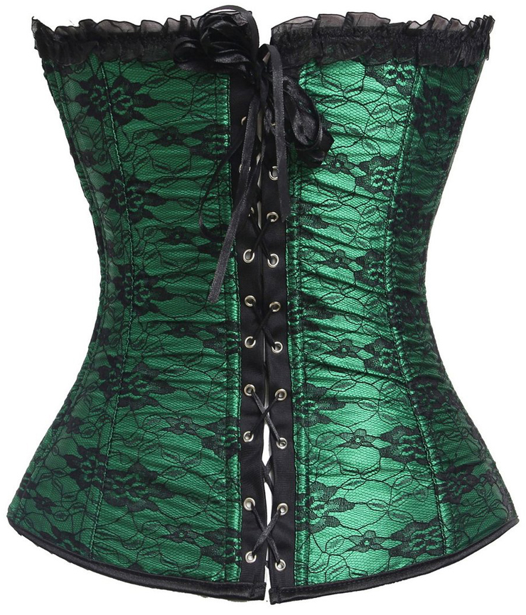 Strapless corset, lace-up front corset, Green corset, #N1220