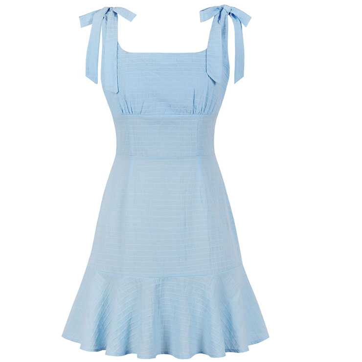 baby blue square neck dress