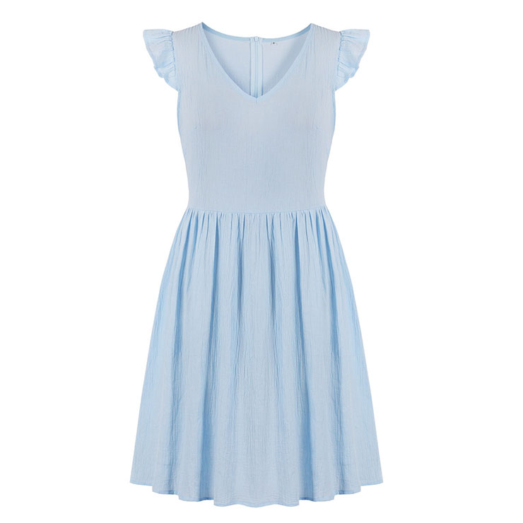 light blue flutter sleeve dress