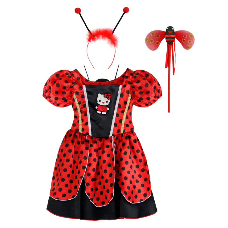 Child Hello Kitty Costume, Hello Kitty Lady Bug Fairy Costume, Hello Kitty ladybug costume for girl, #N5988