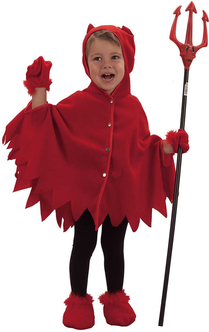 Childs Devil Cape Costume, Childrens Girls Red Little Devil Hooded Cape, Toddler Costume for Halloween, #N5968
