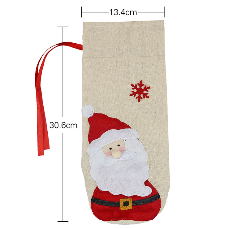 Santa Claus Pattern Red Wine Bag Christmas Eve Dinner Party Decoration ...