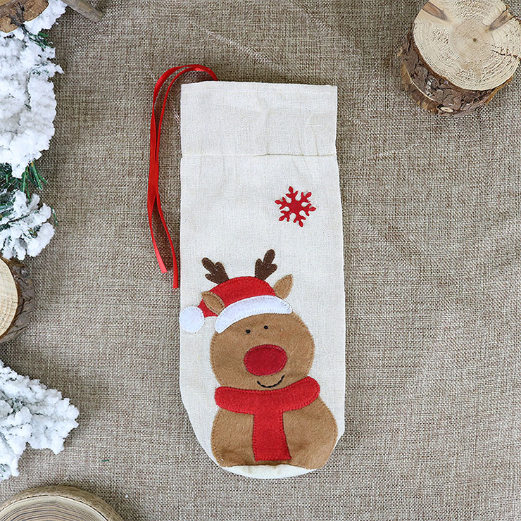 Cute Christmas Red Wine Bag, Christmas Party Elk Red Wine Bag Decorations, Christmas Eve Dinner Party Accessories, Lovely Christmas Eve Party Decorations, Merry Christmas Decoration, #XT19882