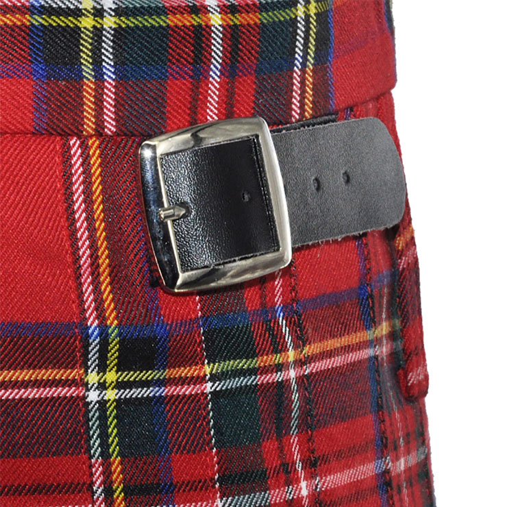 Formal Scottish Skirt, Classic Plaid Pleated Skirt, Mid Waist Cotton Kilt ,Men