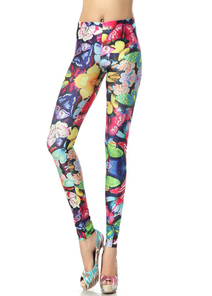 Women's Fashion Colorful Butterflies Print Leggings L7888
