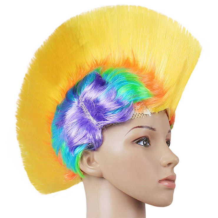 Funny Colorful Cockscomb Hair Modeling Punk Headdress Halloween Carnival Party Wig MS19665