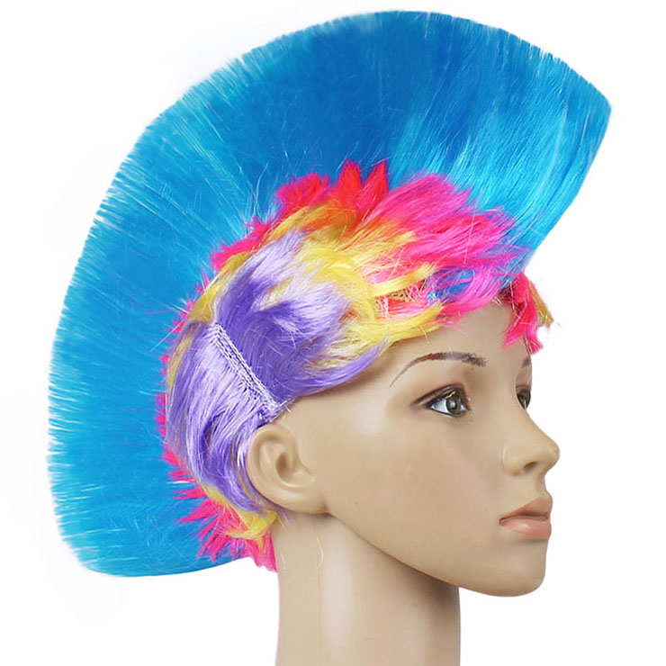 Funny Colorful Cockscomb Hair Modeling Punk Headdress Halloween Carnival Party Wig MS19671