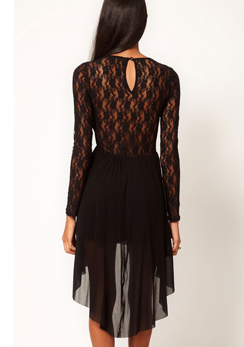 Crew Neck Sheer Lace Top Dress N5635