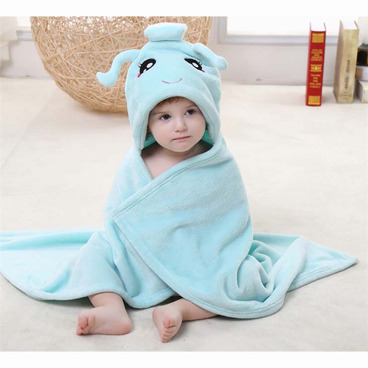 Cute Light-Blue Flannel Aquarius Baby Hoodie Blanket N10385