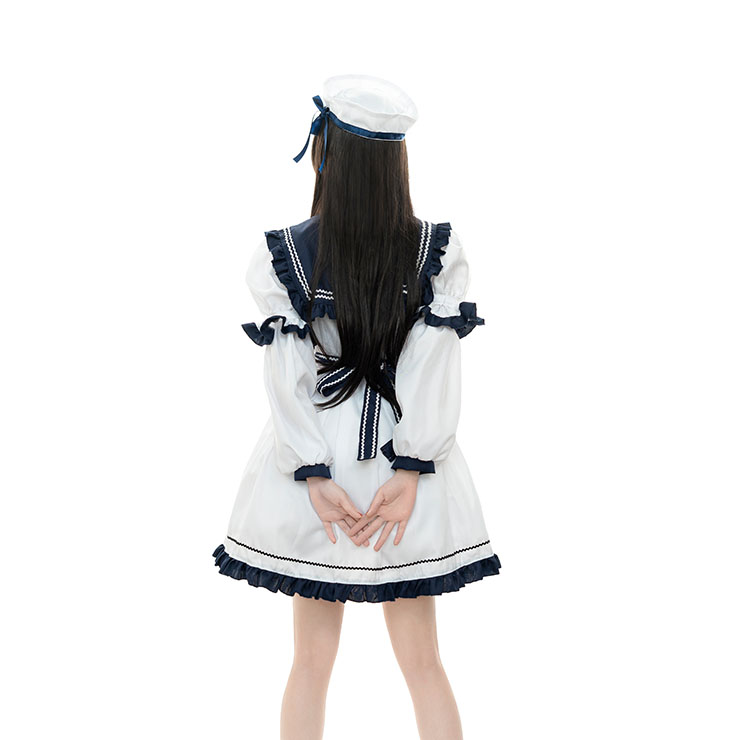 School Girl Costume, Japanese Navy Lolita Suit, Sexy School Girl Costume, School Girl Adult Costume, Japan School Uniform Cosplay Costume, 5Pcs Cute Japanese Navy Lolita Suit Schoolgirl Halloween Cosplay Costume, #N22574