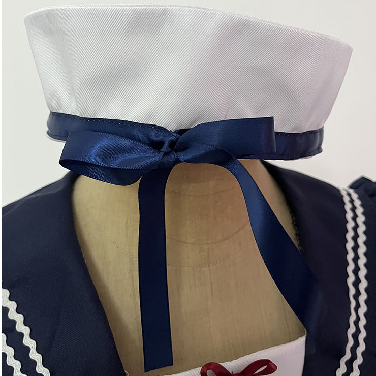 School Girl Costume, Japanese Navy Lolita Suit, Sexy School Girl Costume, School Girl Adult Costume, Japan School Uniform Cosplay Costume, 5Pcs Cute Japanese Navy Lolita Suit Schoolgirl Halloween Cosplay Costume, #N22574