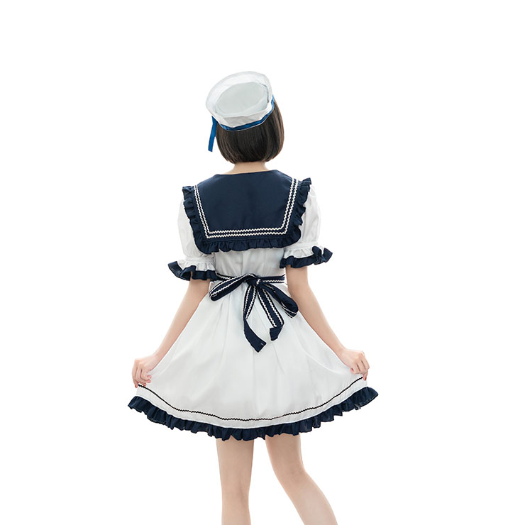School Girl Costume, Japanese Navy Lolita Suit, Sexy School Girl Costume, School Girl Adult Costume, Japan School Uniform Cosplay Costume, 4Pcs Cute Japanese Navy Lolita Suit Schoolgirl Halloween Cosplay Costume, #N22573