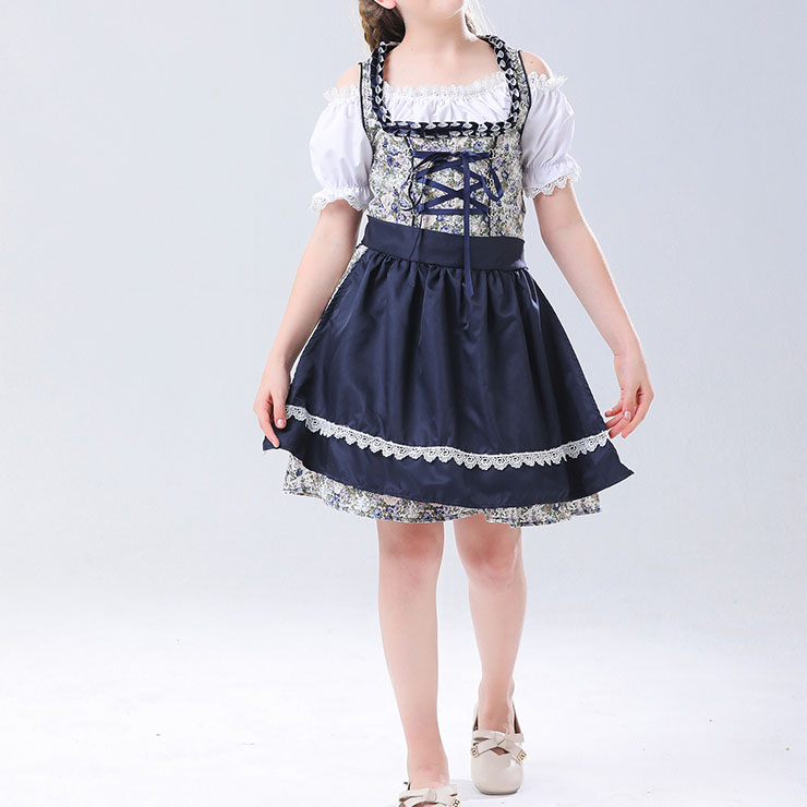 Children Costume, Girl Drerss Suit, Daily Collocation Costume, Lovley Daily Collocation Costume, 2Pcs Cute Girl Short Sleeve Wide Straps Dress Suit Children Costume, #N22829