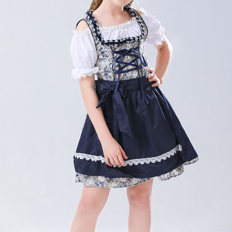 Children Costume, Girl Drerss Suit, Daily Collocation Costume, Lovley Daily Collocation Costume, 2Pcs Cute Girl Short Sleeve Wide Straps Dress Suit Children Costume, #N22829
