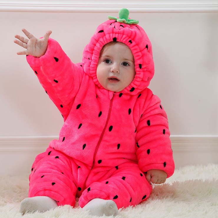 Cute Strawberry Shape Hot Pink Baby Romper N9455